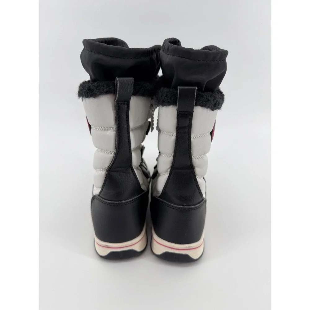 Totes Girls Alpine Mackenzie Snow Boots White Black Pink Size 2 Medium Zipper